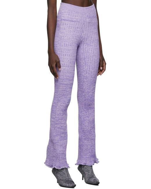 Rabanne Purple Logo High-Rise Knitted Pants