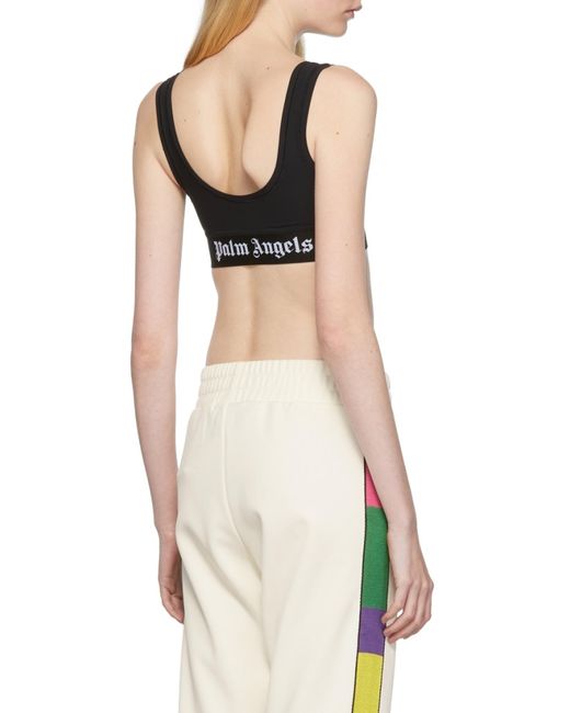 Palm Angels Black Logo-Underband Scoop-Neck Bra