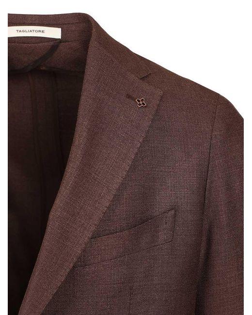 Tagliatore Brown Single-Breasted Long-Sleeved Jacket for men