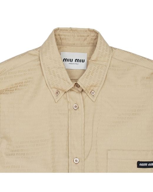 Miu Miu Natural Long-Sleeved Shirt Dress