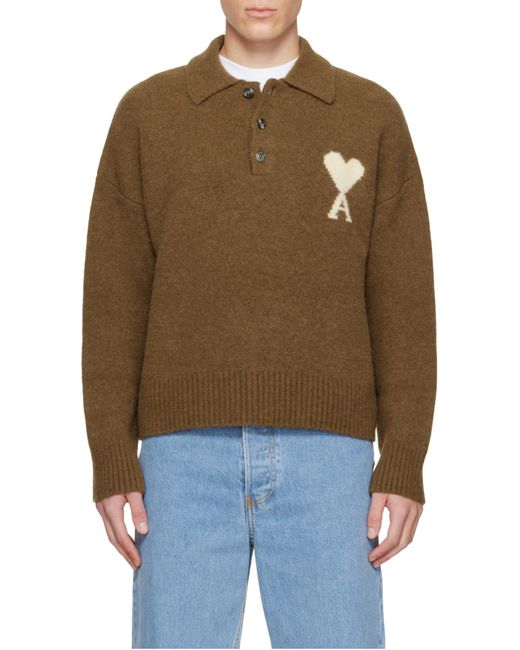 AMI Brown Ami De Coeur Knitted Jumper for men