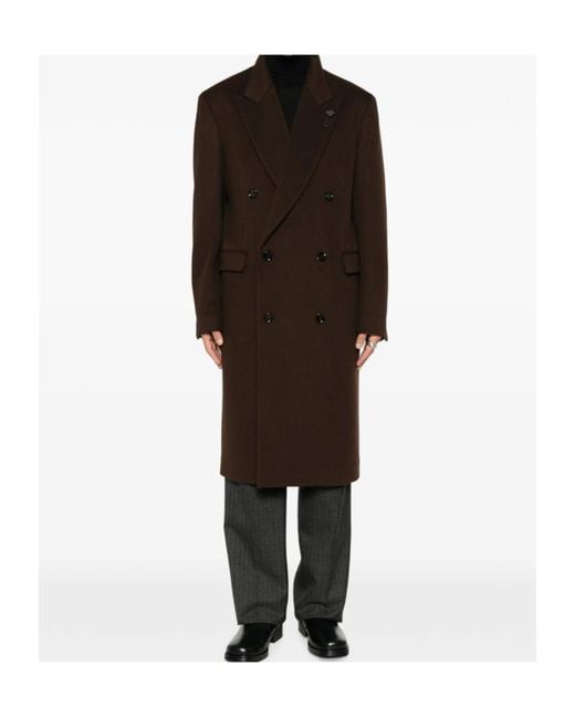 Lardini Brown Long-Sleeved Coat for men