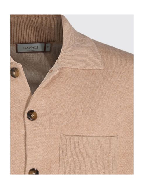 Canali Natural Button-Up Shirt Collar Cardigan for men