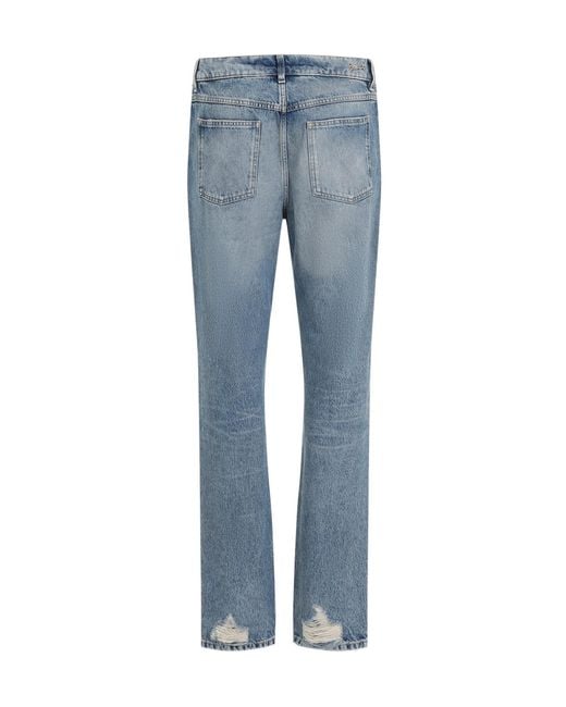 Givenchy Blue Logo Embroidered Distressed Jeans for men