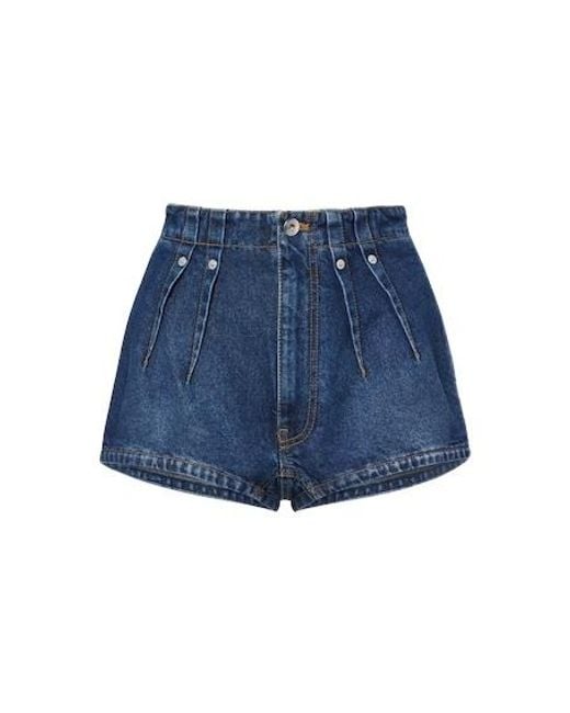 Mugler Blue Pleated Denim Shorts