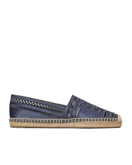 Tory Burch Blue Open Weave Espadrilles