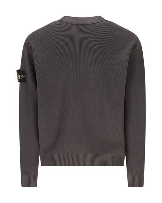 Stone Island Black Long-Sleeved Knitted Cardigan for men