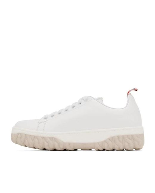 Thom Browne White Court Low-Top Sneakers