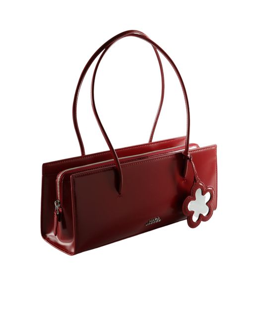 Marc Jacobs Red Flower-Embellished Leather Tote Bag