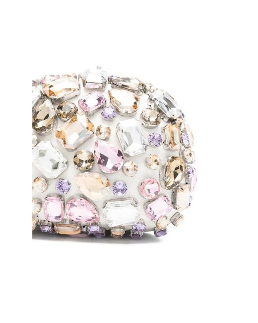 Self-Portrait White Embellished Top Handle Clutch Bag