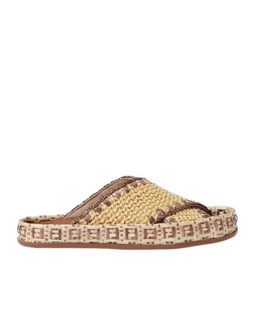 Fendi Brown Ff Motif Large Intersecting Bands Sandals