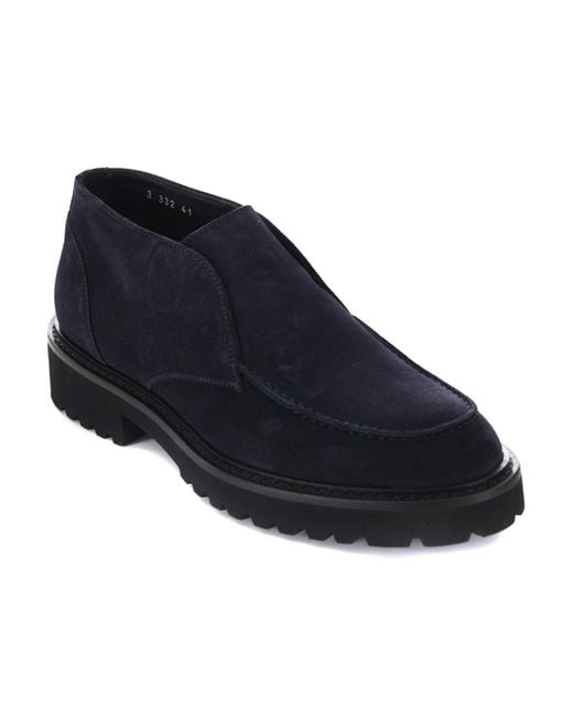 Doucal's Blue Round-Head Ankle Boots for men