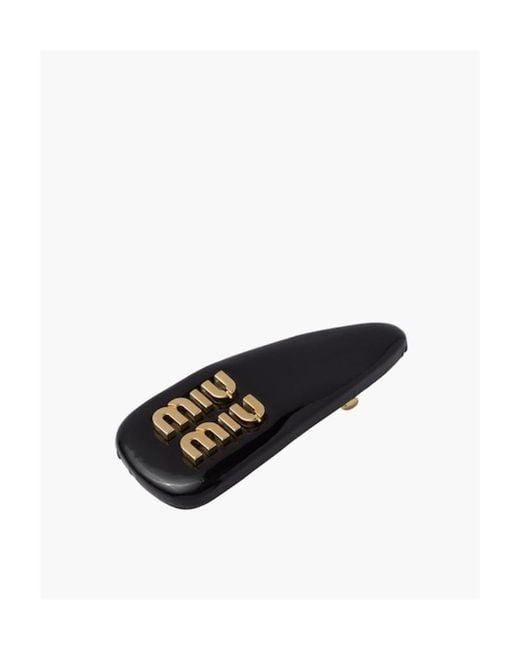 Miu Miu Black Logo Plaque Hair Clip