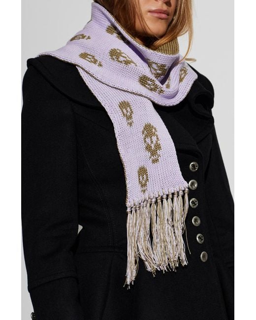 McQueen Purple Tasseled Scarf