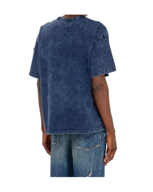 DIESEL Blue T-Boxt-Den Embroidered Logo T-Shirt for men