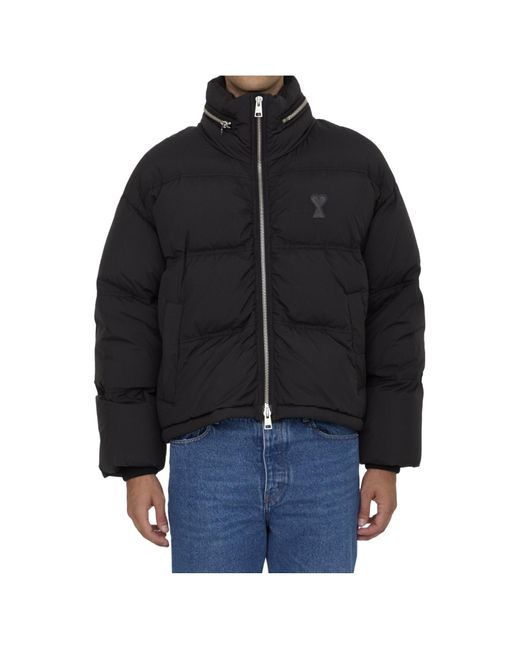 AMI Black Ami De Coeur Quilted Puffer Jacket for men