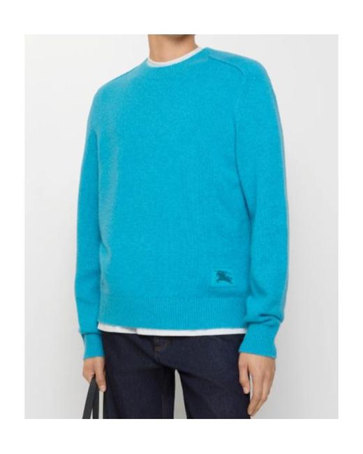 Burberry Blue Ekd Intarsia-Knit Crewneck Jumper for men