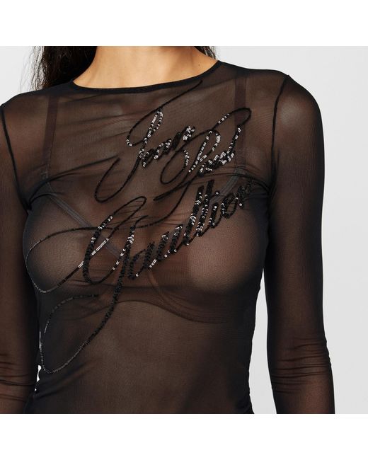 Jean Paul Gaultier Black Crew Neck Long Sleeve Blouse