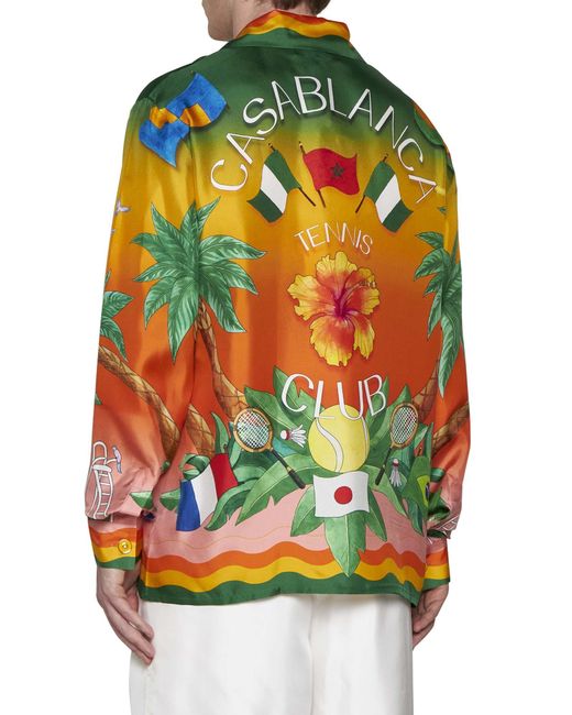 Casablanca Yellow Tennis Club Graphic Printed Shirt for men