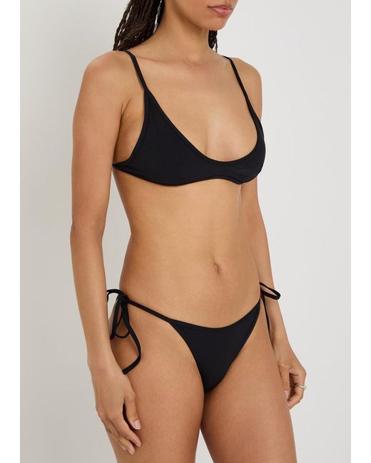 Totême Black Solid Color Bikini Top