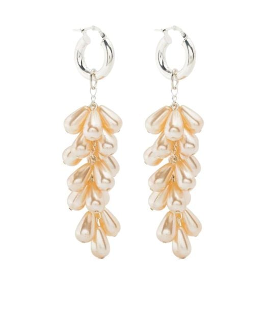 Magda Butrym Metallic Pearl-Drop Hoop Earrings