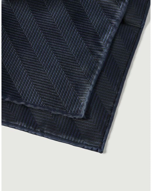 Brunello Cucinelli Blue Silk Chevron Pocket Square for men