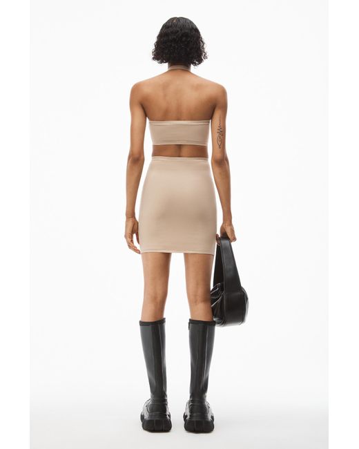 Alexander Wang Natural Logo-Trim Halterneck Dress