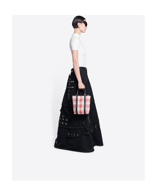 Balenciaga Red Barbes North-South Small Tote Bag