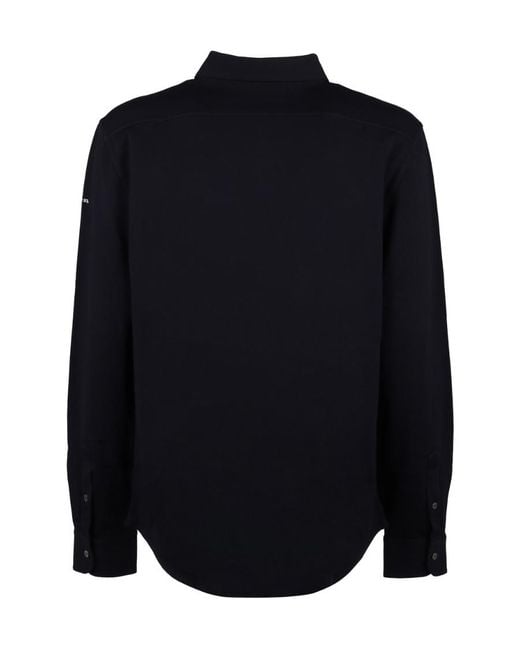 Kiton Blue Logo-Embroidered Curved Hem Shirt for men
