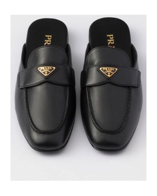 Prada Black Square-Toe Slip-On Mules