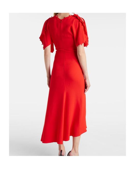 Victoria Beckham Red Asymmetric Draped Maxi Dress