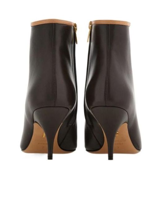 Ferragamo Brown Pointed Ankle Boot With Mini Bow Detail