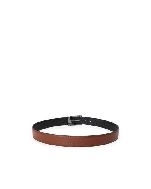 Ferragamo White Reversible Grained Leather Belt for men