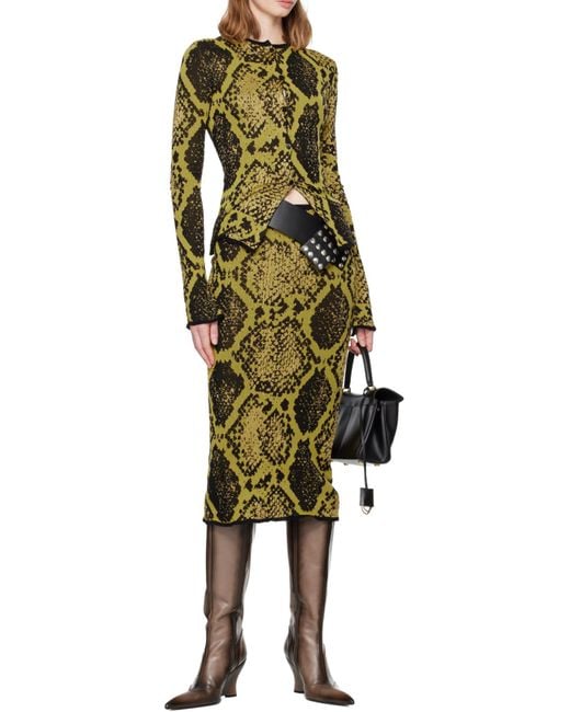 The Attico Green Python Jacquard Skirt