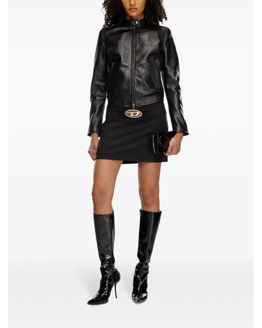 DIESEL Black O-Dixy Logo Detailed Mini Skirt