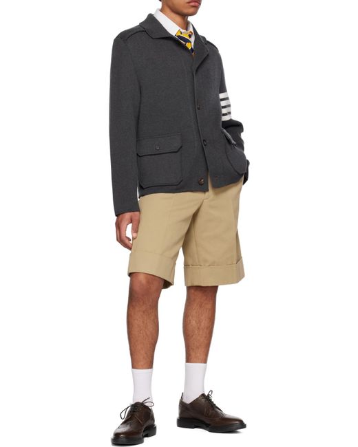 Thom Browne Black Bar Polo Collared Jacket for men