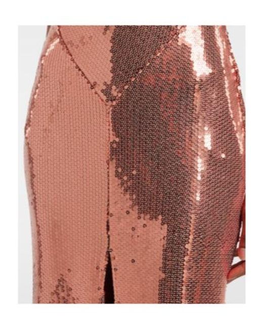 Alex Perry Brown Open-Back Sequined Gown