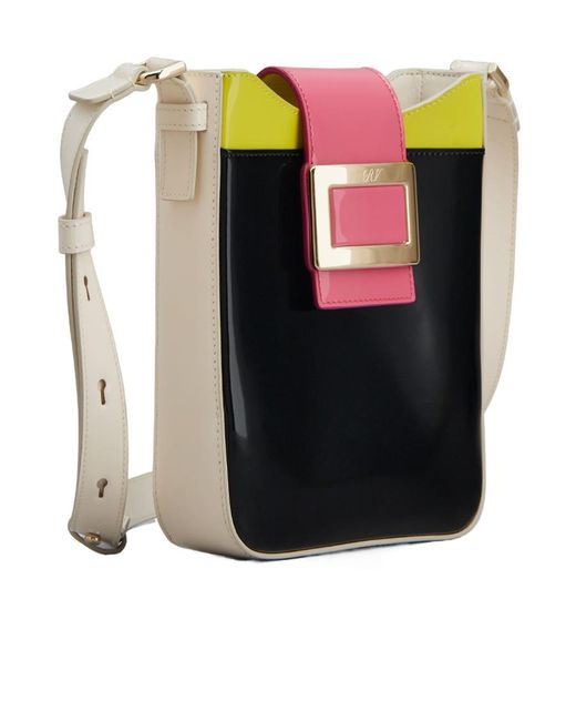 Roger Vivier Black Logo Engraved Color Blocked Crossbody Bag
