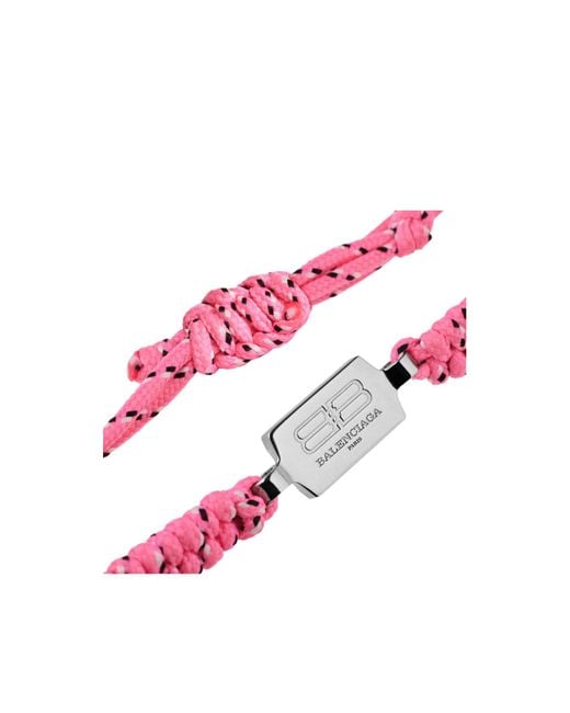 Balenciaga Pink Braided Logo Bracelet