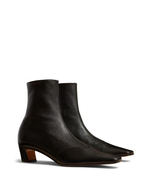 Khaite Black Square-Toe Ankle Boots