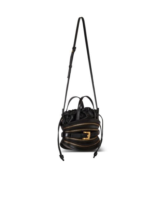 Balmain Black Mini Shuffle Zips Bag