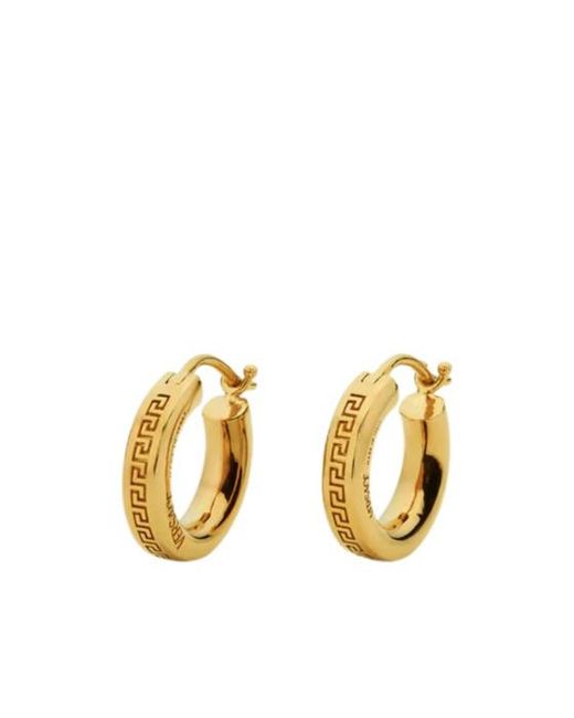 Versace Metallic Greek Pattern Round Earrings