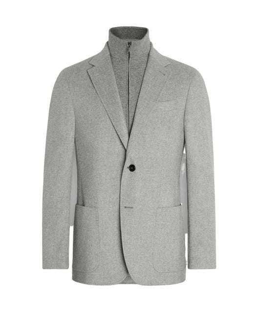 Zegna Gray Oasi Cashmere Blazer for men