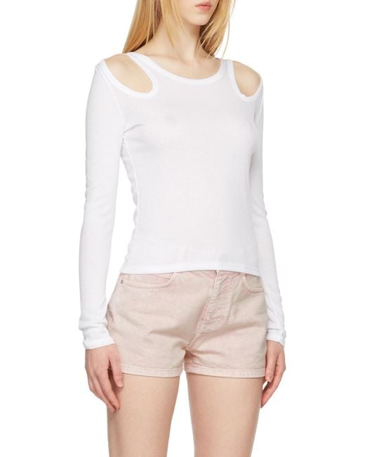 Stella McCartney White Cut Out Logo Printed Top