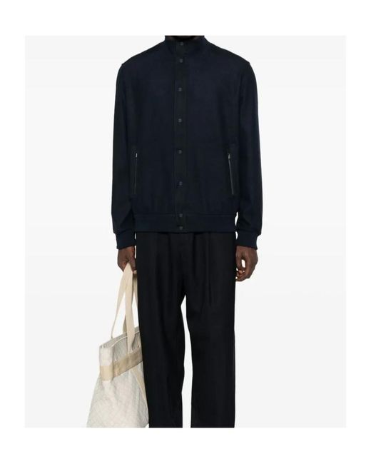 Herno Blue Press-Stud Bomber Jacket for men