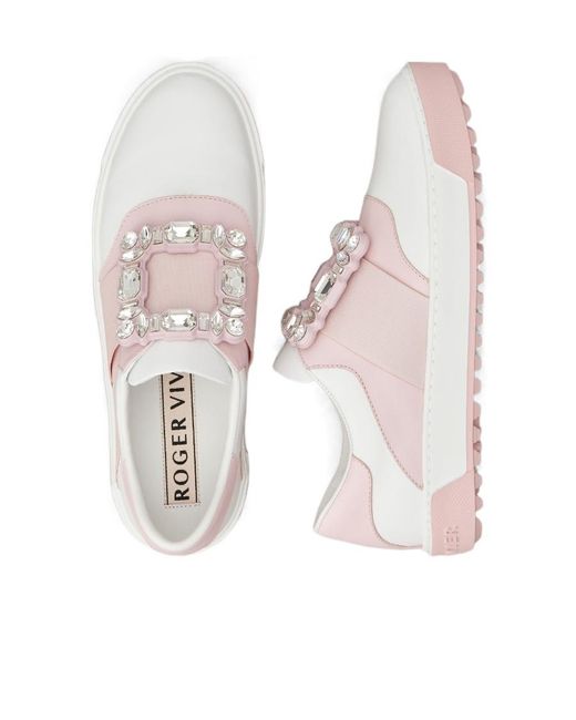 Roger Vivier Pink Viv' Golf Rhinestone Buckle Sneakers