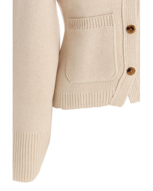 Khaite Natural Scarlet Buttoned V-Neck Cardigan