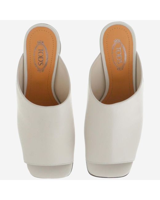 Tod's White Platform Slip-On Mules