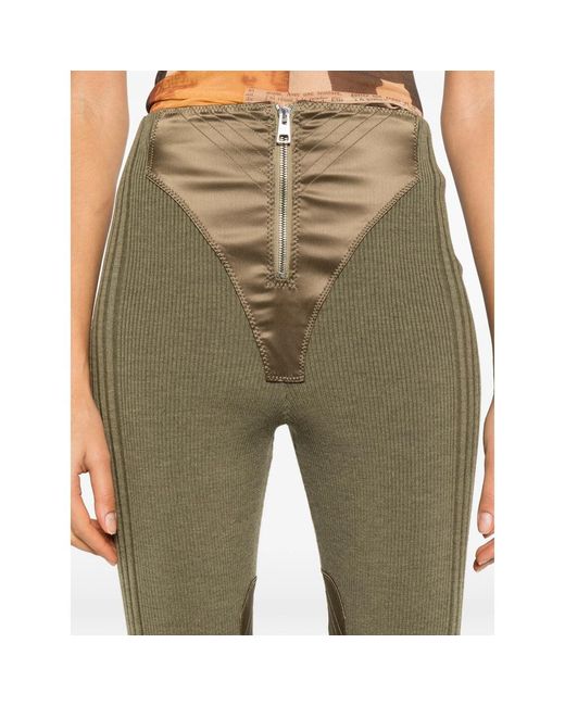 Jean Paul Gaultier Green Zip-Fastening Panel-Detail Trousers