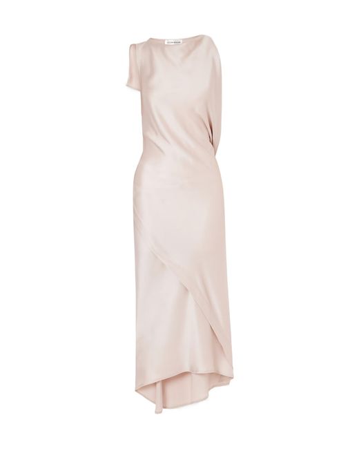 Victoria Beckham Pink Draped Satin Midi Dress